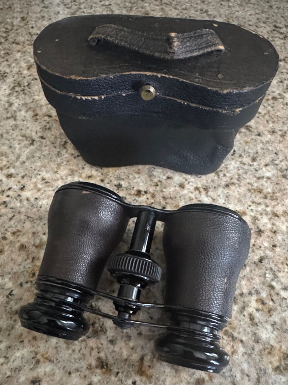 Vintage Lepine Paris Black Opera Binoculars with Carry Case
